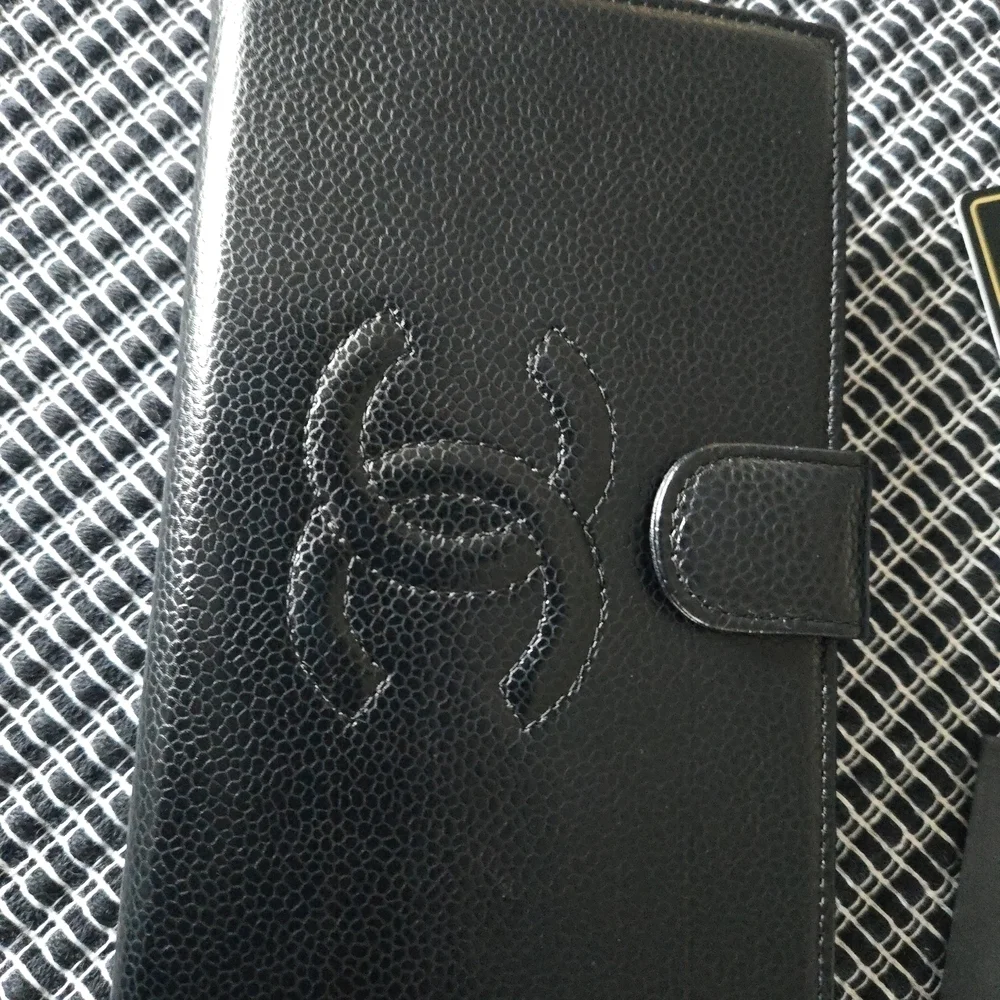 Chane CC Logol Black Leather Wallet